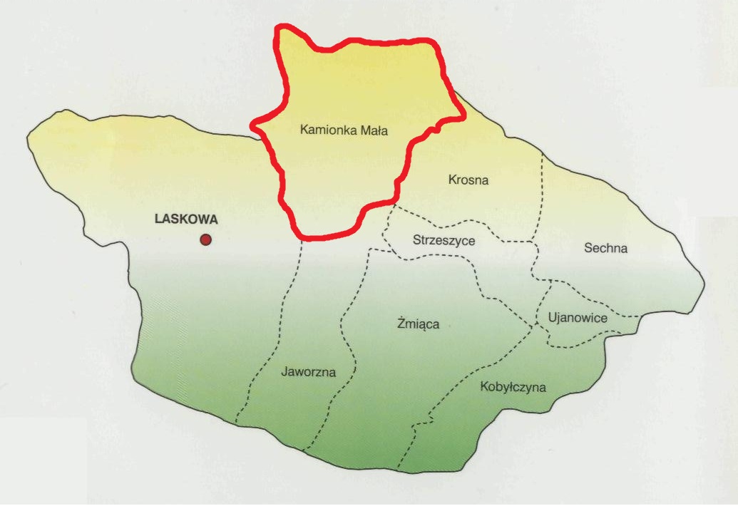 Położenie Kamionki na mapie gminy Laskowa